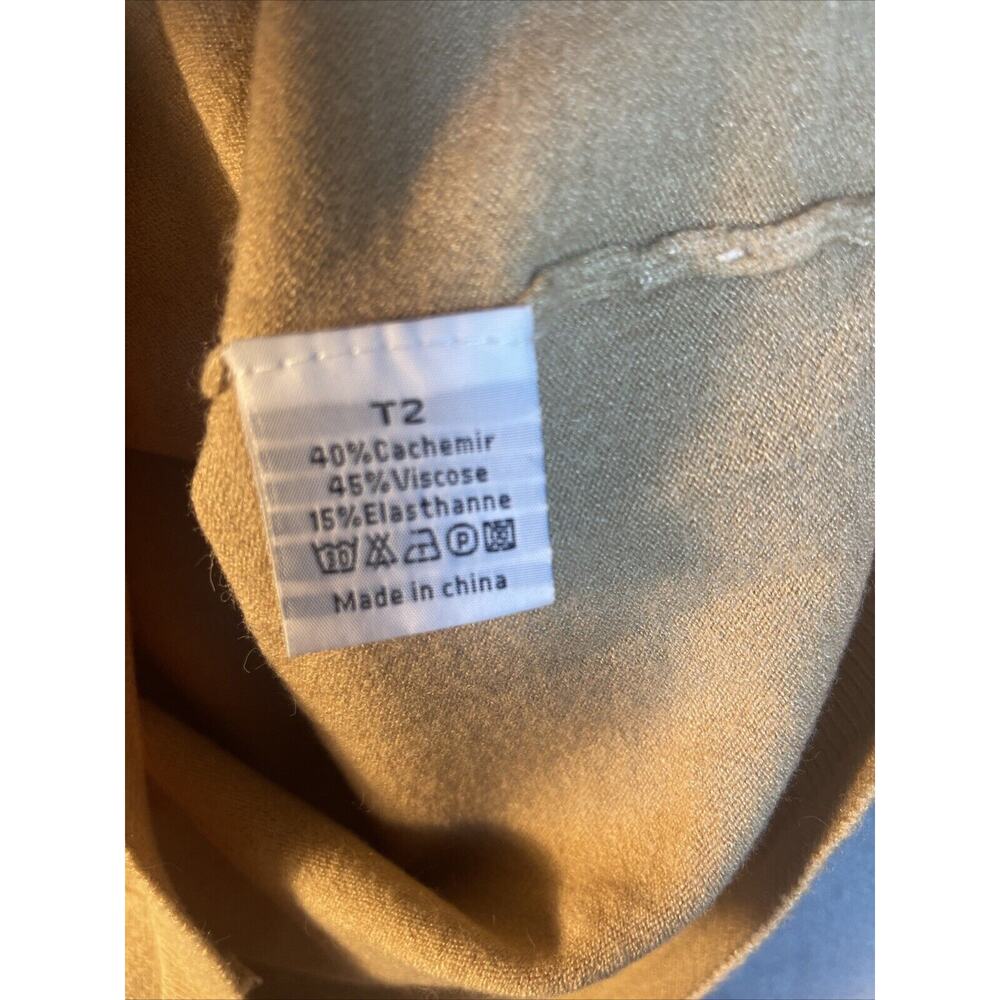 William De Faye Cashmere Silk Blend V Neck Tan Sweater‎ Soft Sweater T2 Small - Picture 4 of 4